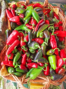 spicy peppers at the farmers market