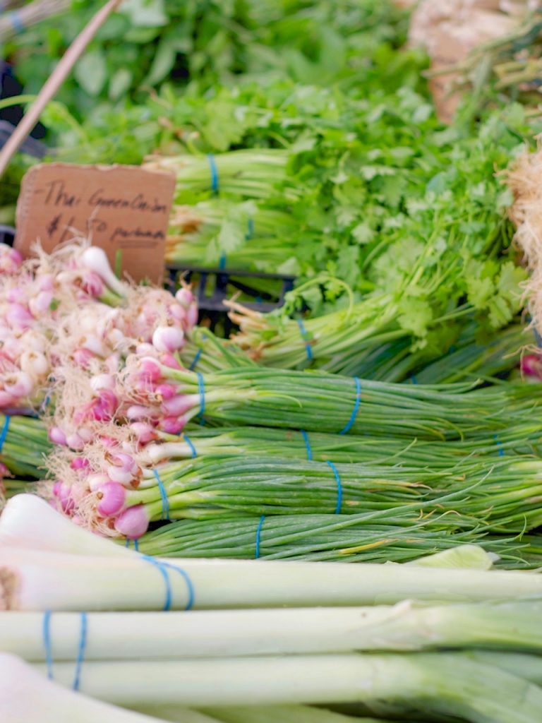 scallions at the farmers market