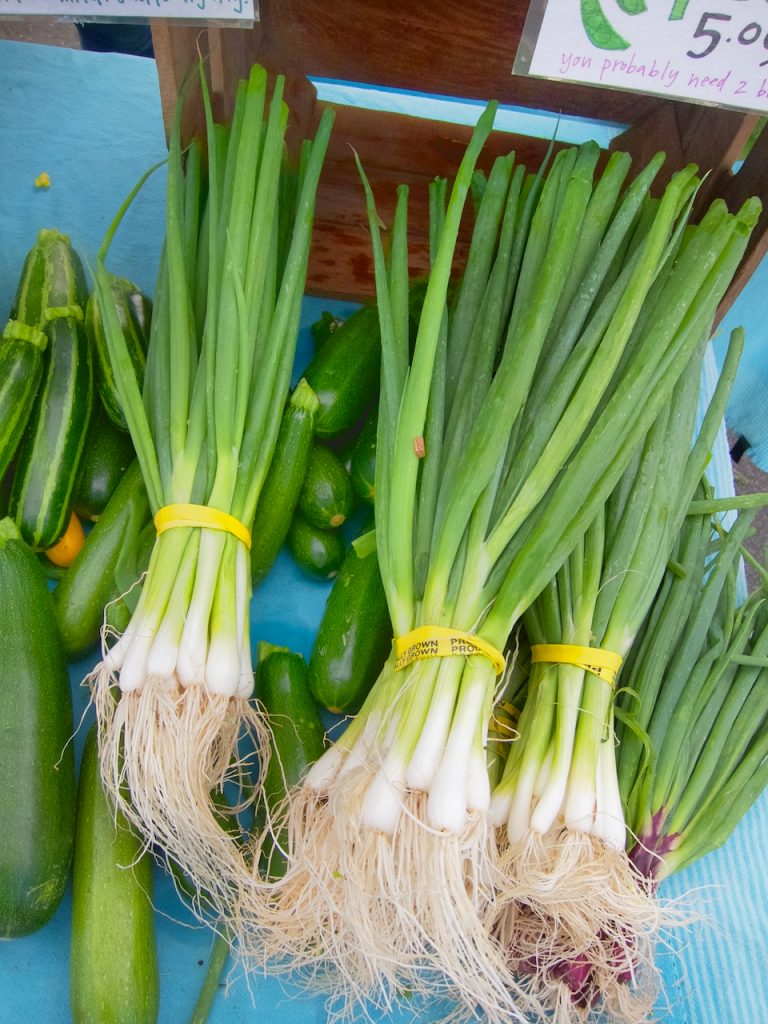 green onions at farmers market