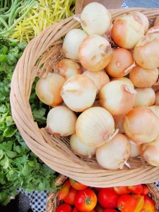 onions at the farmers market