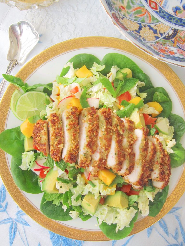 Copycat Houston's Thai Salad With Peanut Crusted Chicken or Salmon