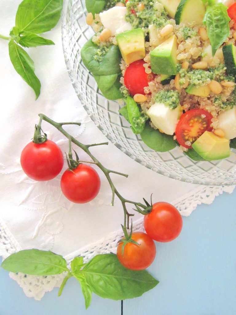 quinoa salad with branch of tomatoes