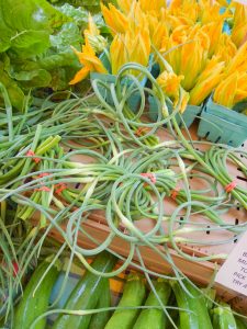 scapes and zucchini blossoms