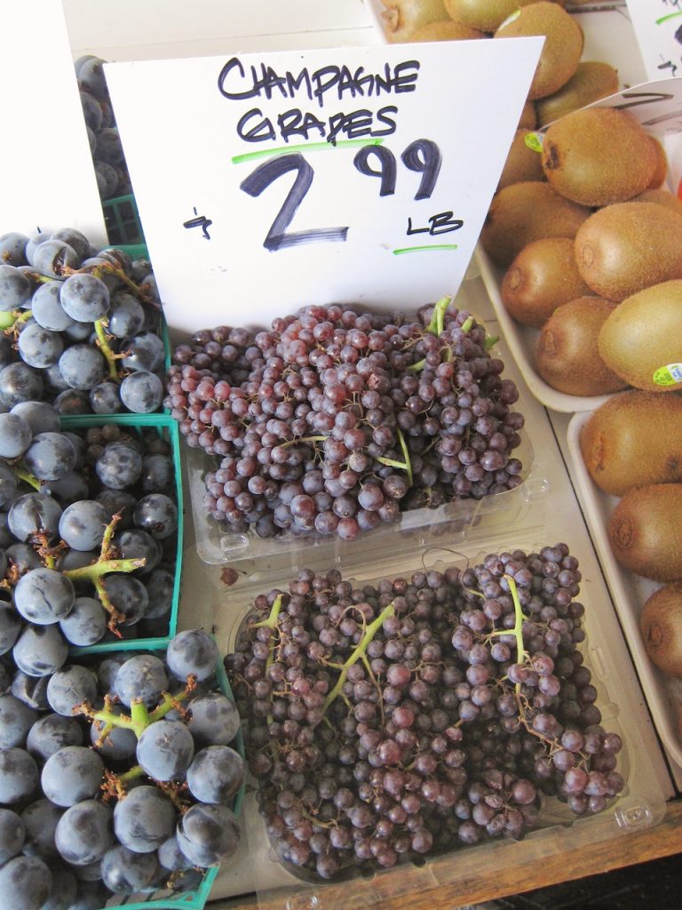 champagne grapes at farmers market