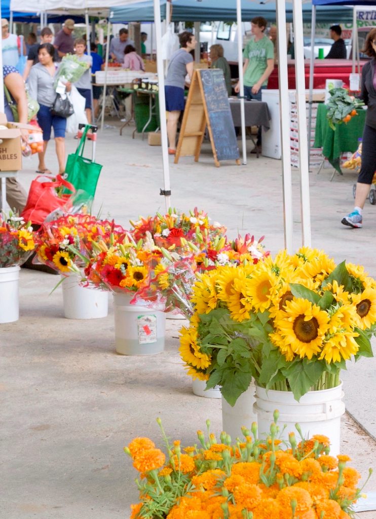 flower stall at the farmers market