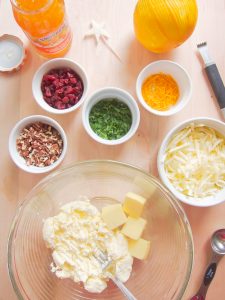 ingredients for Cranberry, Pecan and Orange Cheese Spread