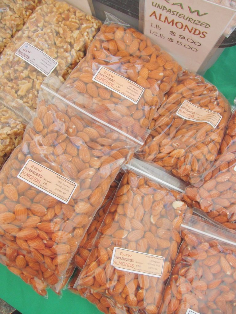 almonds at the farmers market