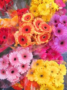 bouquets of flowers at farmer's market