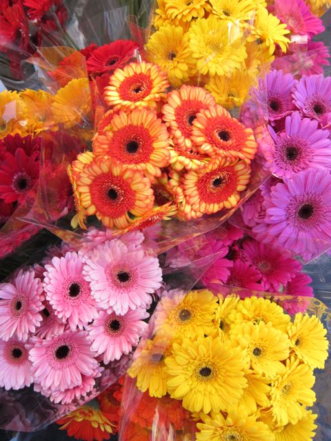 bouquets of flowers at farmer's market