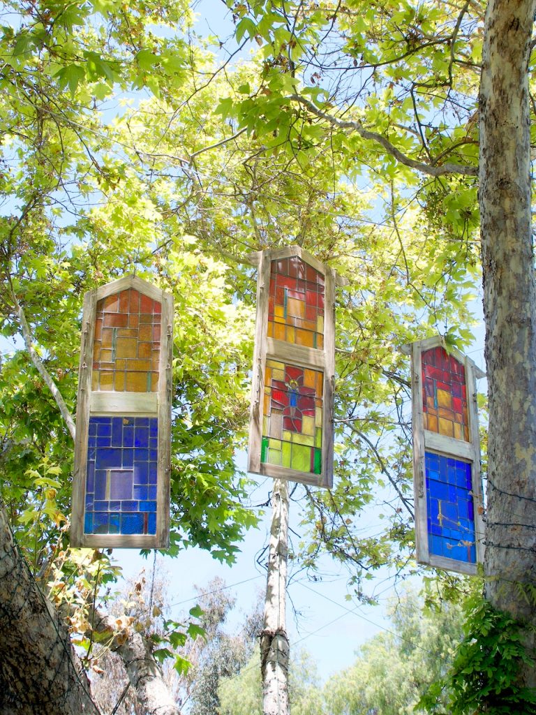 stained glass windows in trees