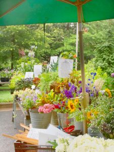 flower stand at the farmers market