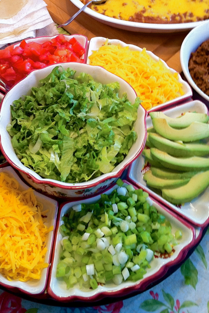 taco bar black beans spanish rice