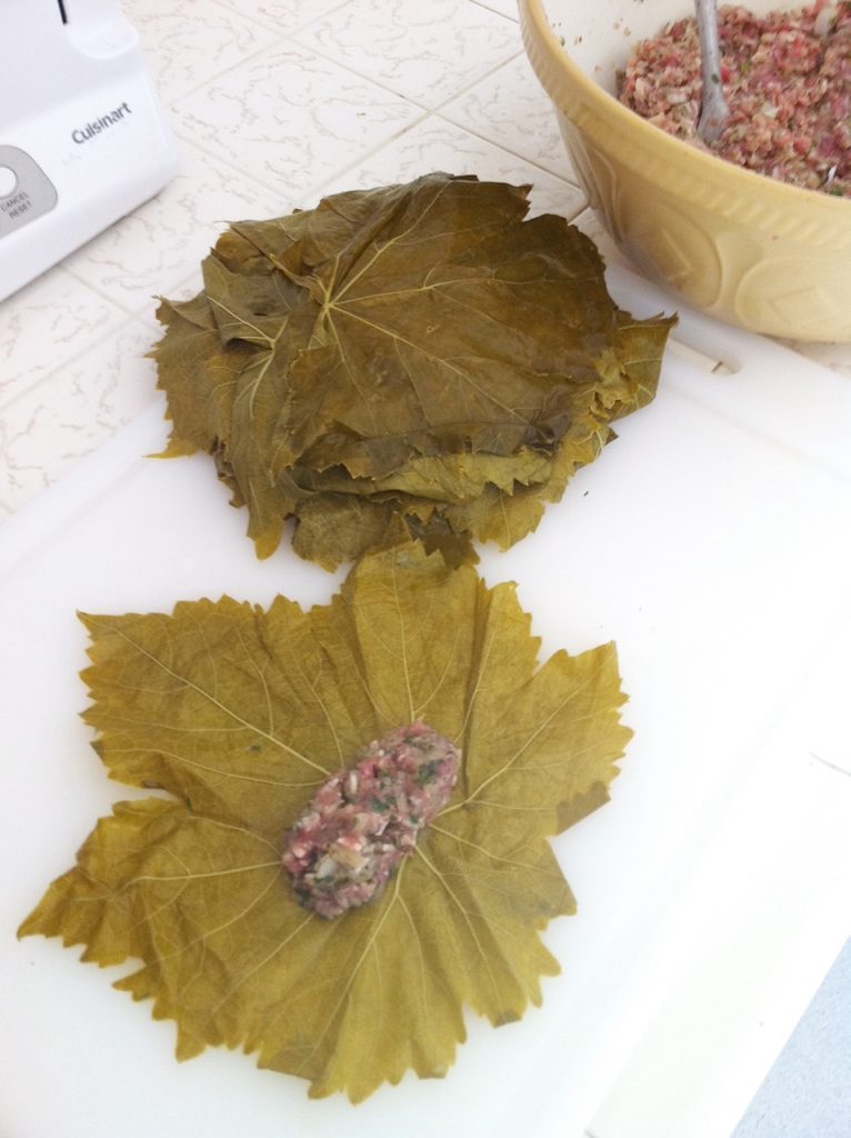 preparing dolmas