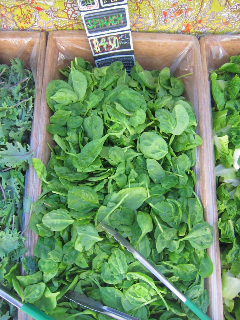 spinach at the farmers market