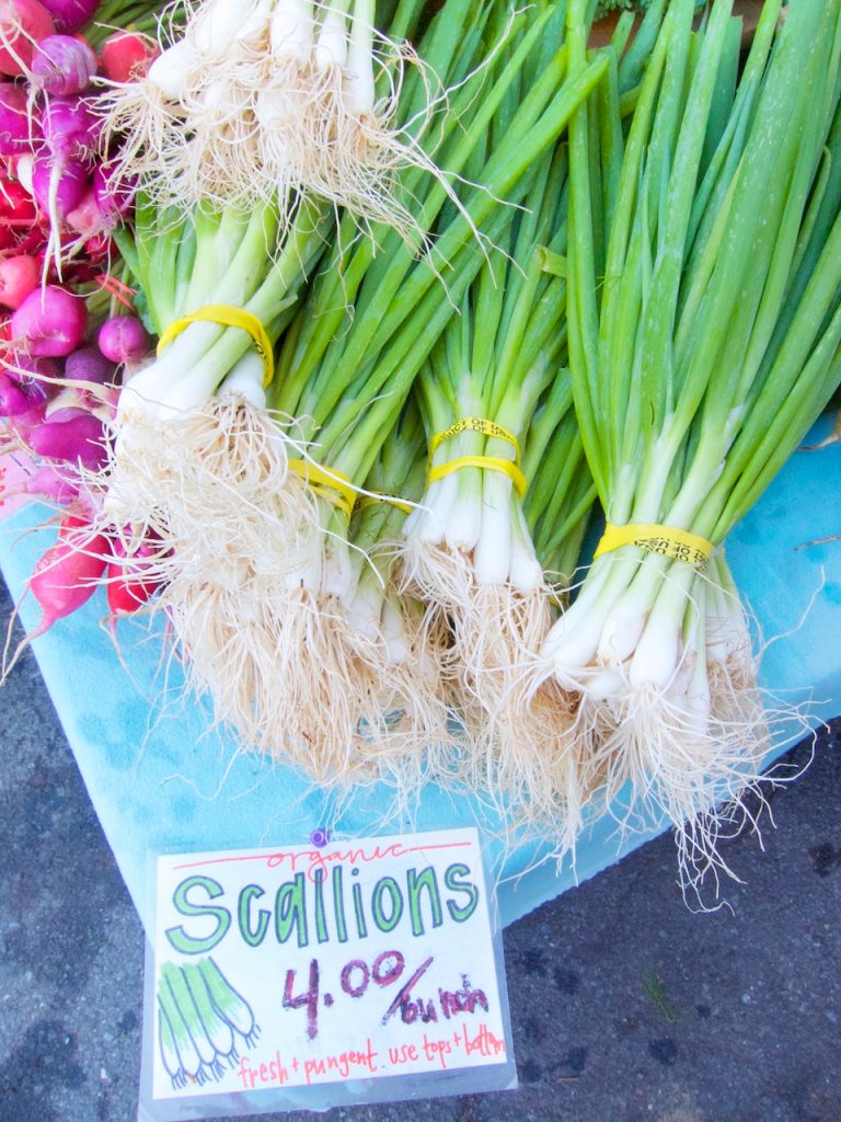 green onions at the farmers market