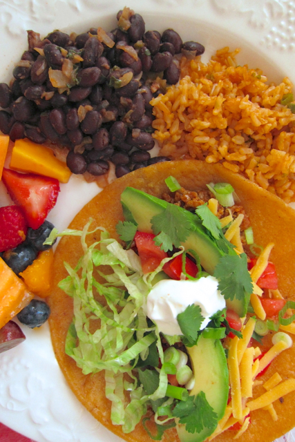 taco bar black beans spanish rice