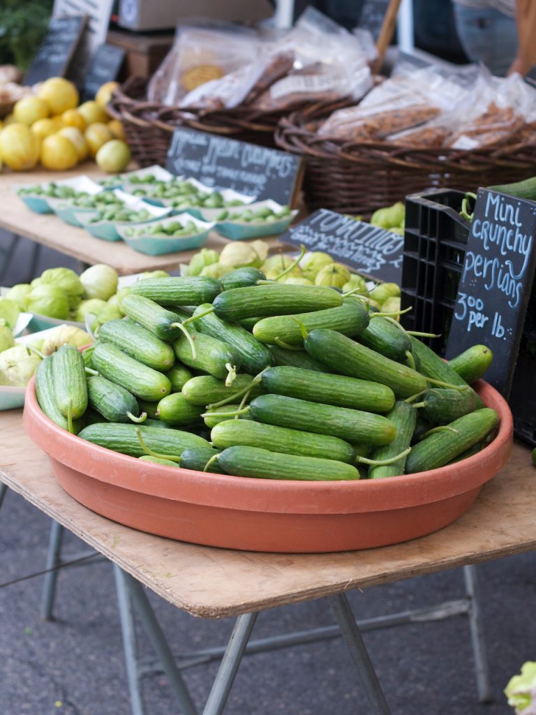 persian cucumbers at the farmers market