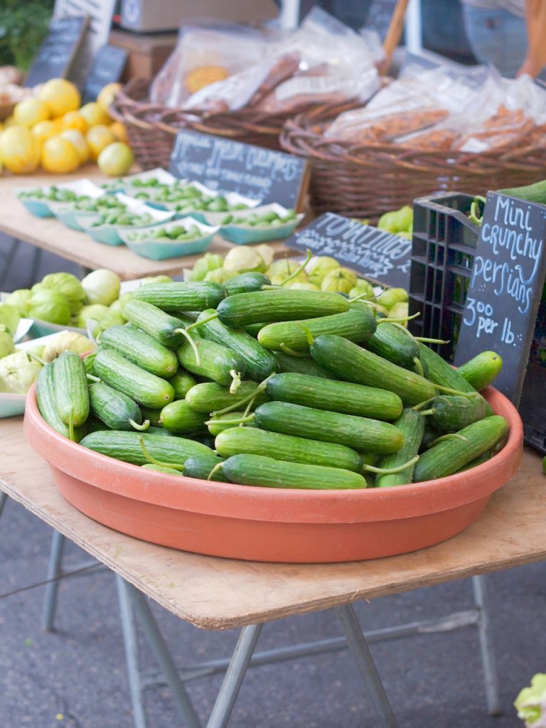 persian cucumbers at the farmers market