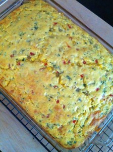 Corn Bread With Roasted Red Peppers and Basil