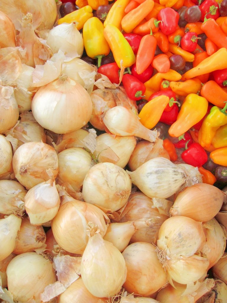 onions at the farmers market