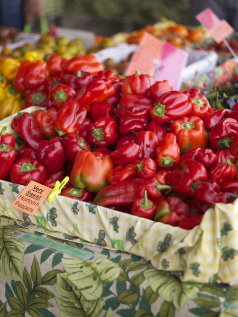 red peppers at farmer's market