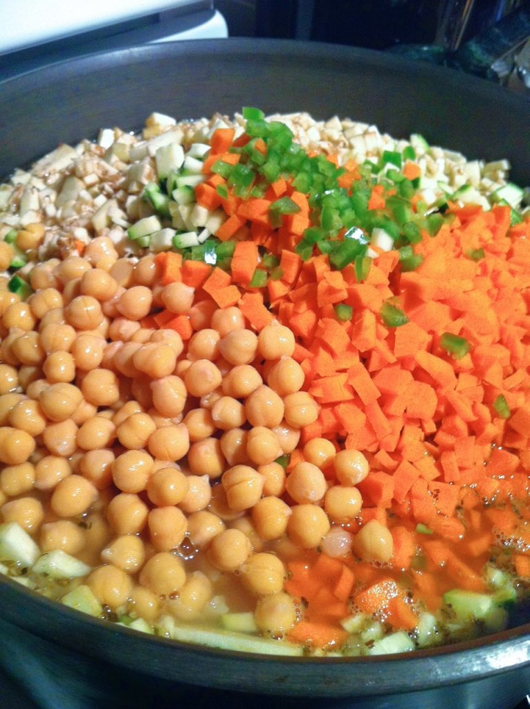 preparing spicy lentil chili