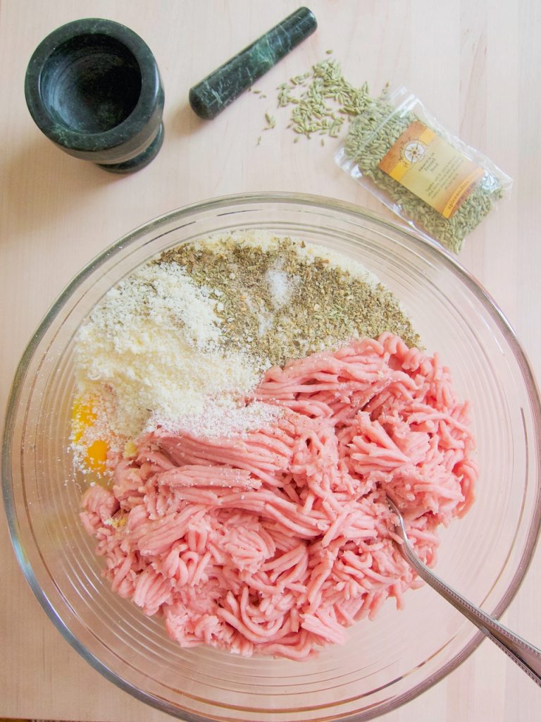 meatball ingredients in a bowl