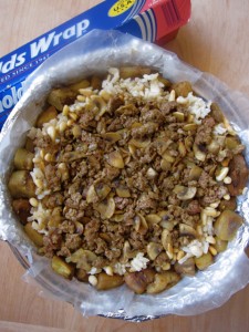 making maklube in bowl