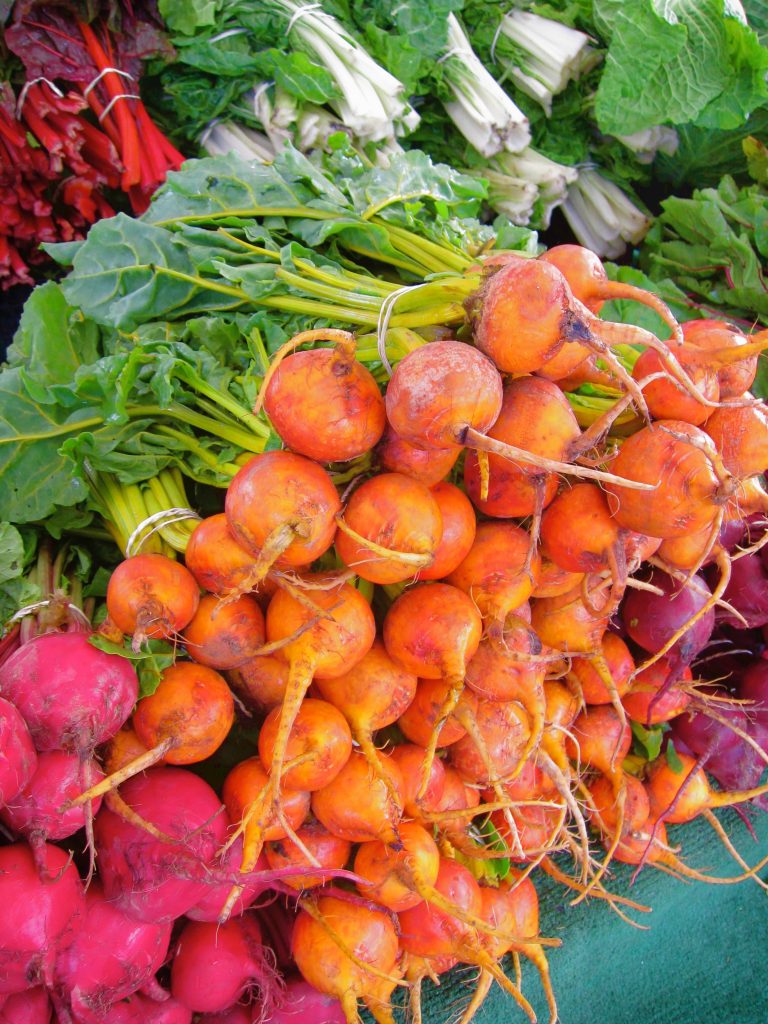 golden beets at the farmers market