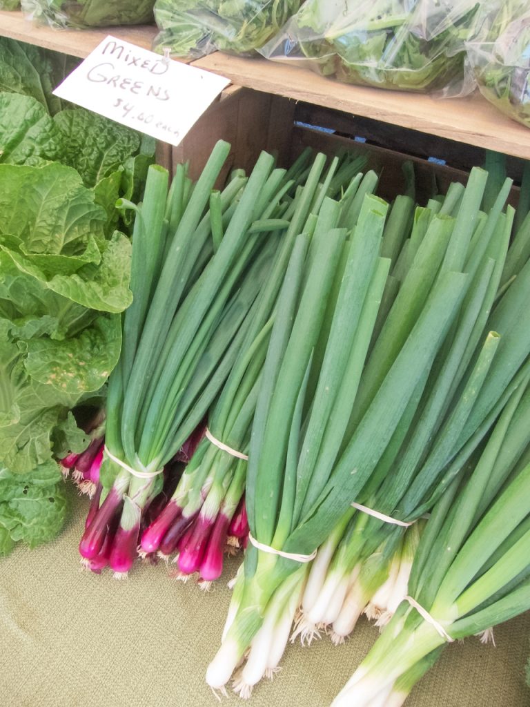 scallions at the farmers market