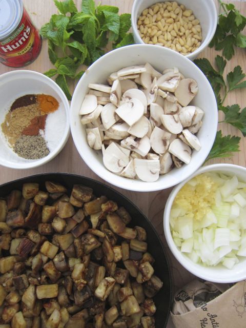 Middle Eastern Lamd and Eggplant Tomato Ingredients