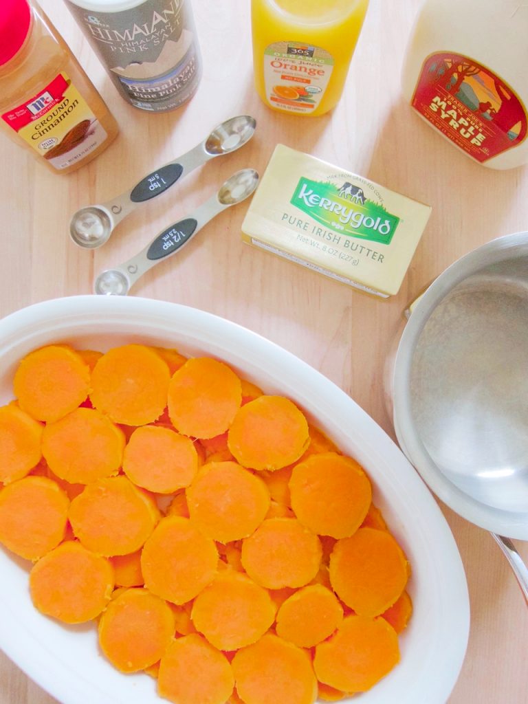 ingredients for Scalloped Sweet Potatoes With Maple Orange Sauce