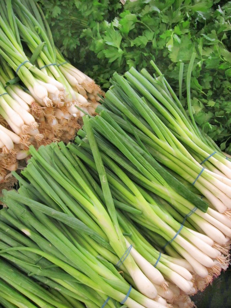 green onions at the farmers market