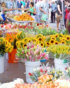 flower stall at the farmers market