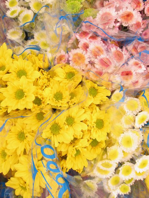 yellow and pink flower bouquets