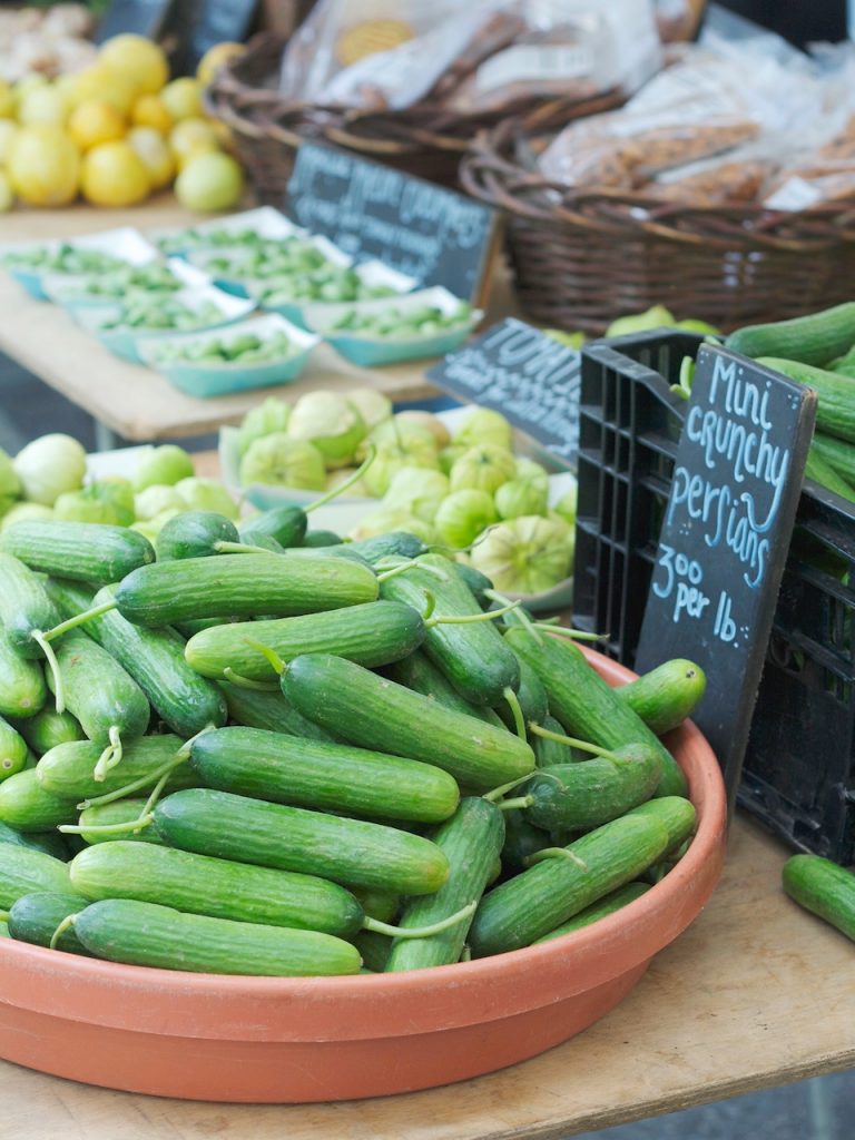 persian cucumbers at the farmers market