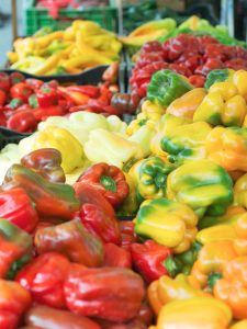 sweet peppers at farmers market