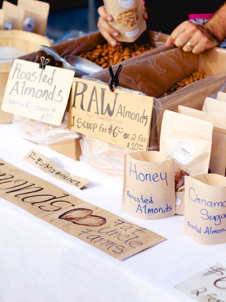 almonds at the farmers market