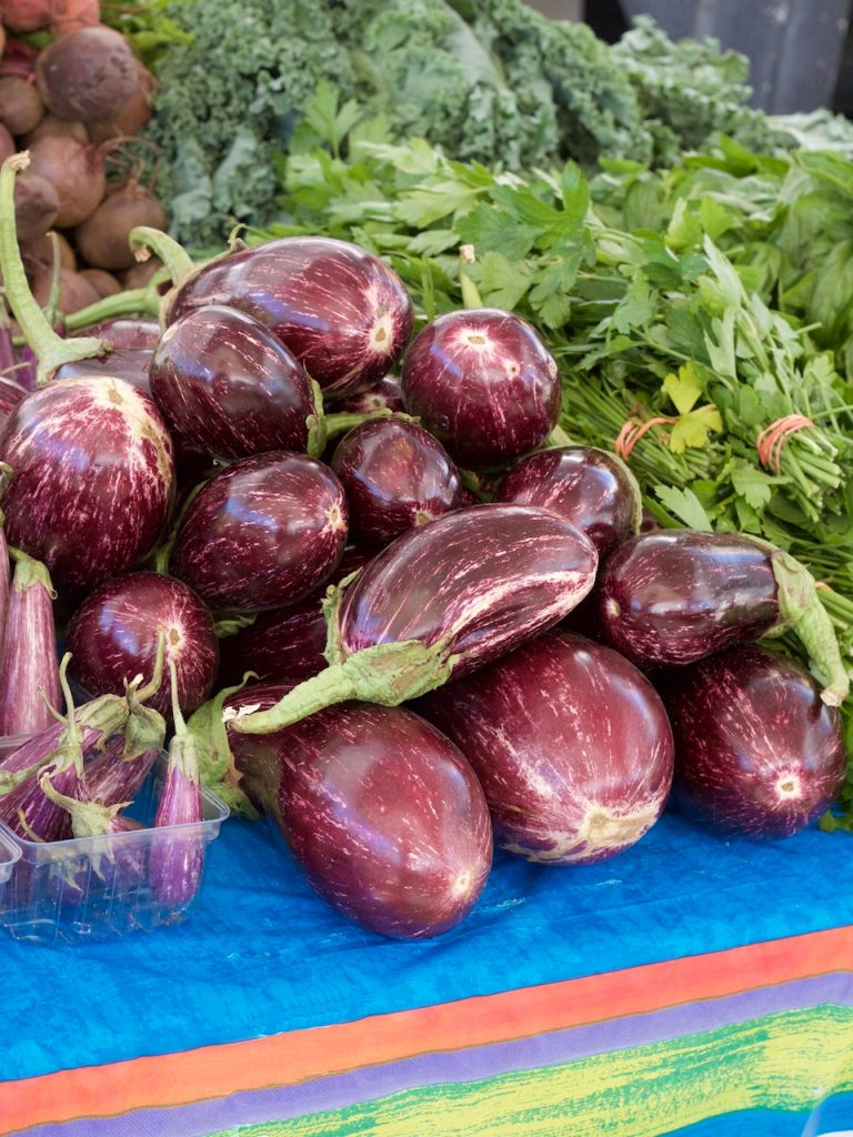 eggplant and parsley at the farmers market