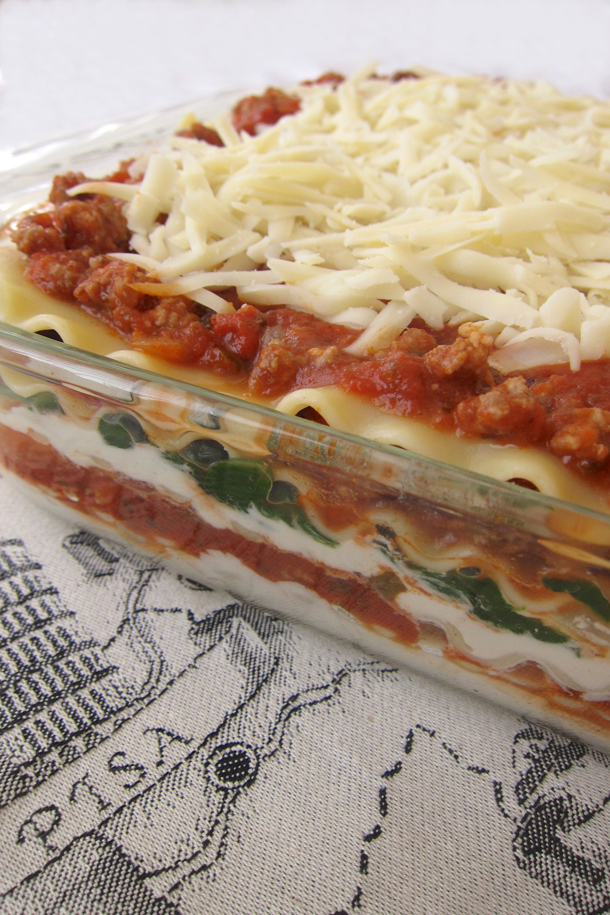 Lasagna Delux and Sautéed Summer Squash With Onions and Garlic