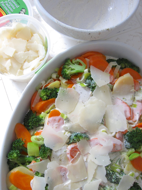 Parsnips, Carrots, Broccoli and Leeks in an Herbed Cream Sauce