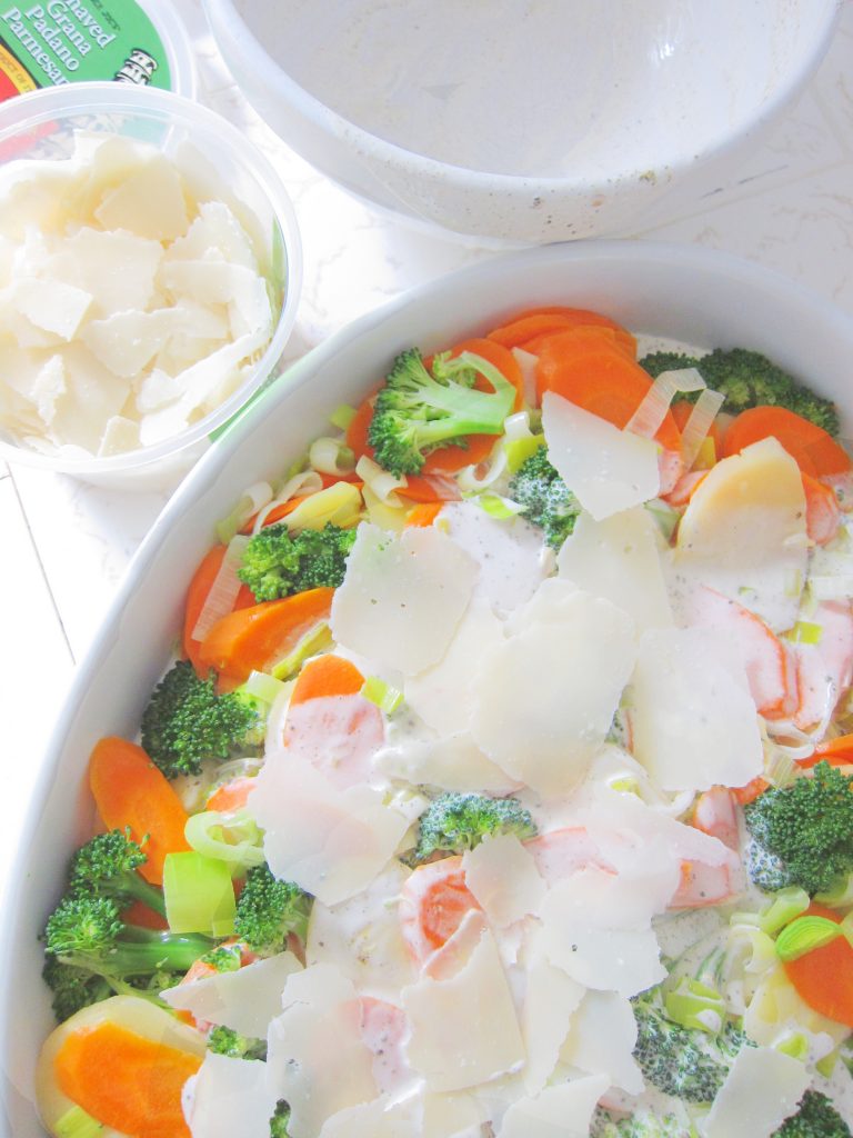 Parsnips, Carrots, Broccoli in a Herbed Cream Sauce