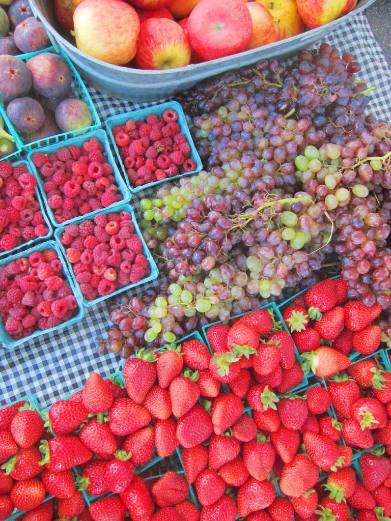 grapes and berries at the farmers market