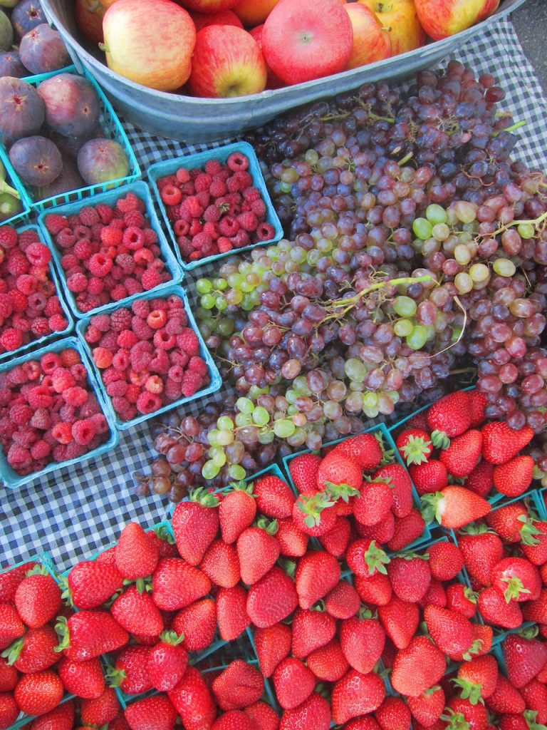 grapes and berries at the farmers market