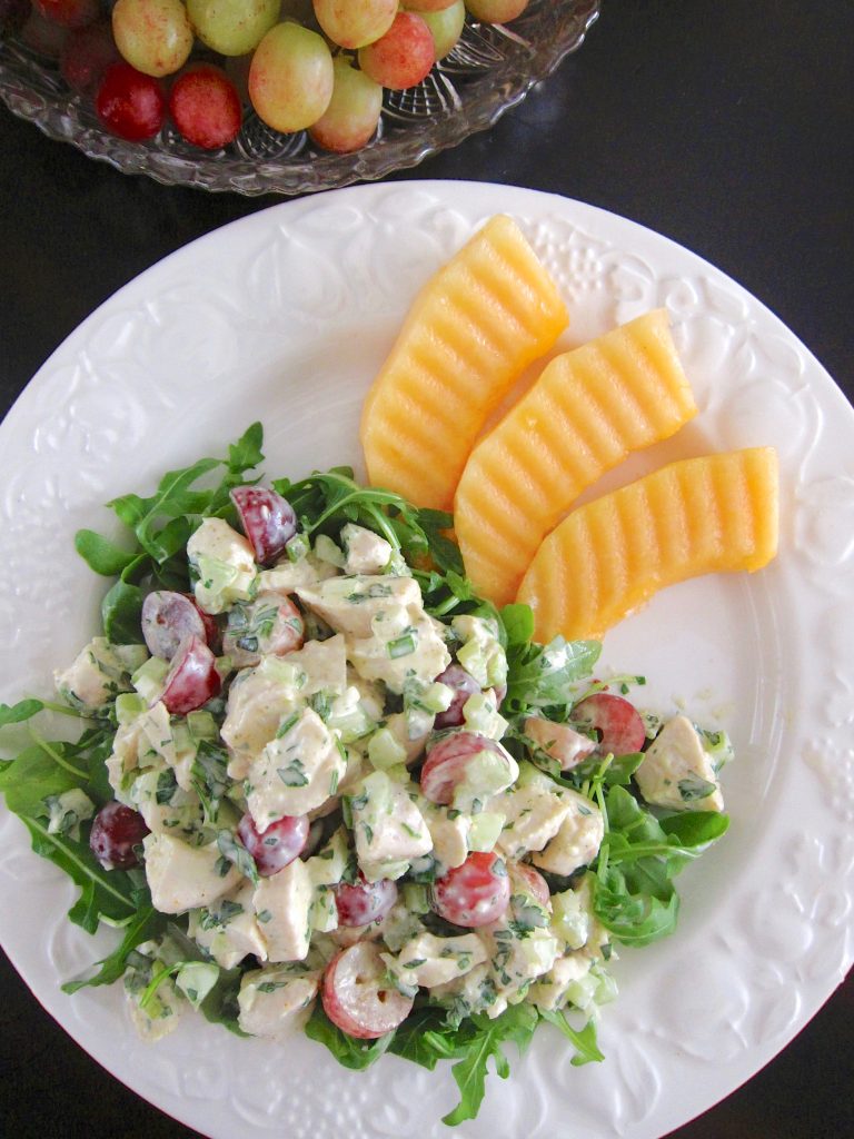 Curried Chicken Salad With Grapes and Cantaloupe
