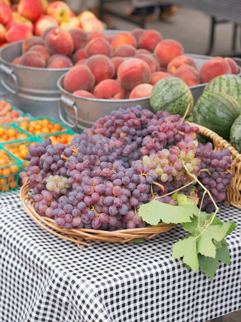 grapes in basket at the farmers market