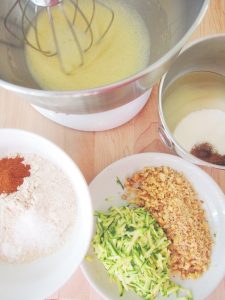 preparing zucchini bread