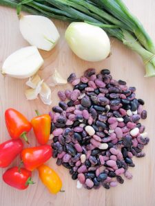 magic scarlet runner beans with red peppers