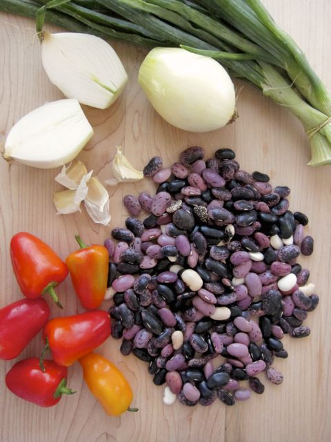 magic scarlet runner beans with red peppers