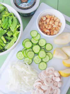 ingredients for Spinach and Romaine Salad